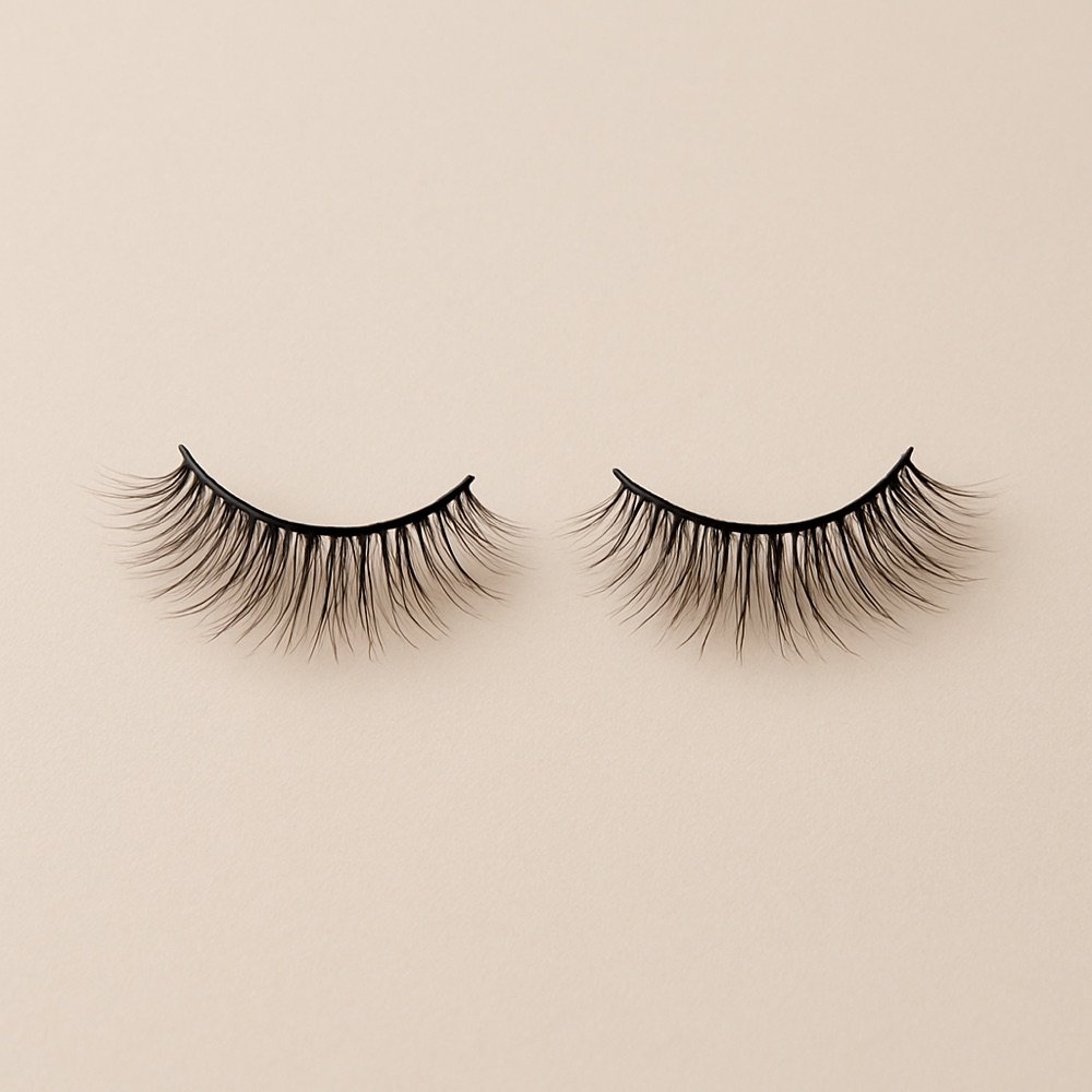 AI-generated editorial product photograph (not the exact linked Amazon listing) of faux-mink style lashes